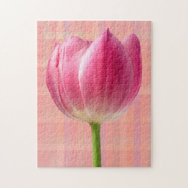 Vår Rosa Tulip Art Flower Puzzle Pussel (Vertikal)