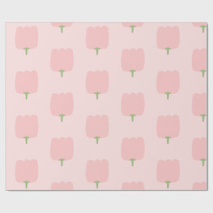 Vår Rosa Tulip Flowers Blommönster Presentpapper