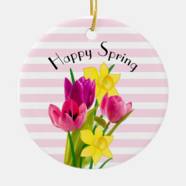 Vår Rosa Tulips och Daffodils Flower Ornament