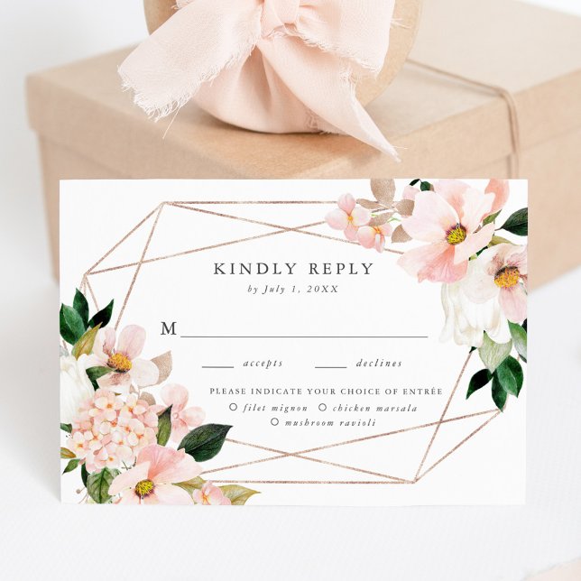 Vår Rosafärgad Blommig Middagsval RSVP-kort OSA Kort (Skapare uppladdad)