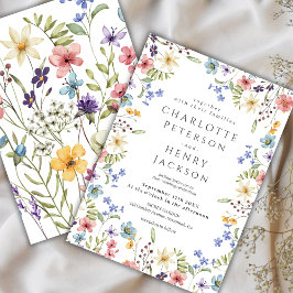 Vår Rustic Elegant Wildblomma Bröllop Inbjudningar