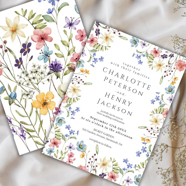 Vår Rustic Elegant Wildblomma Bröllop Inbjudningar (Skapare uppladdad)