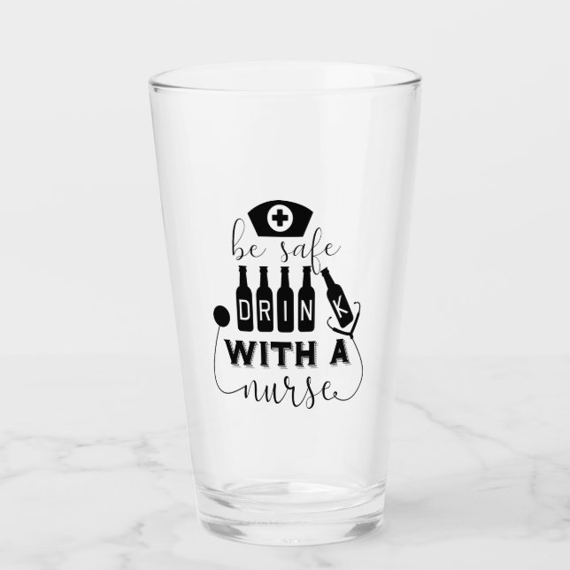 Var Säkrare dryck med en sjuksköterska Glaskopp (Framsida)