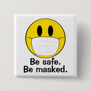 Var Säkrare. Mask. Knapp