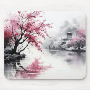Vår Sakura Bläck Painting Musmatta