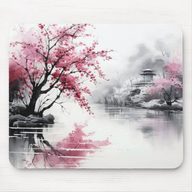 Vår Sakura Bläck Painting Musmatta (Framsidan)