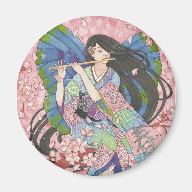 Vår Sakura Fairy round magnet (Framsidan)