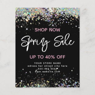 Vår Sale Holography Glitter Modern Black Flygblad
