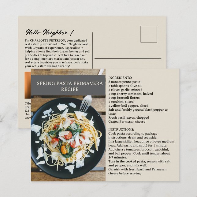 Vår Säsong Recipe Realtor eller Real Gods Vykort (Fram/baksida)