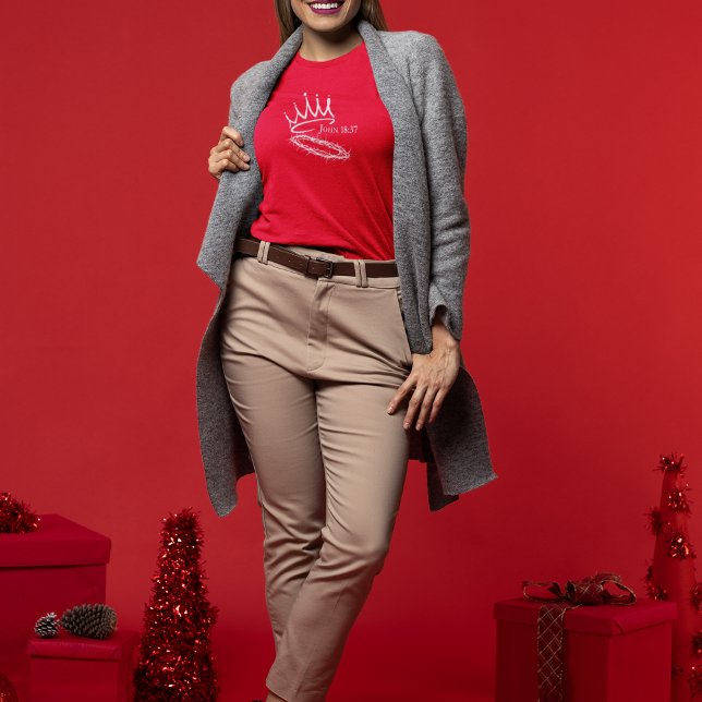 VÅR SAVIOR KUNG Christian Women's Red-jul T Shirt (Skapare uppladdad)