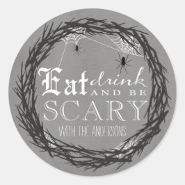 Var Scary Halloween Round Sticker Runt Klistermärke