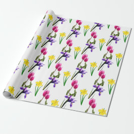 Vår Season Flowers Tulip Irises Daffodils Craft Presentpapper