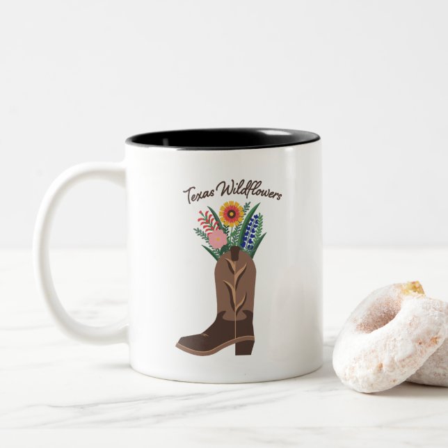 Vår Season Mugg "Texas Wildblommor" Cowboy Boot (Med munk)