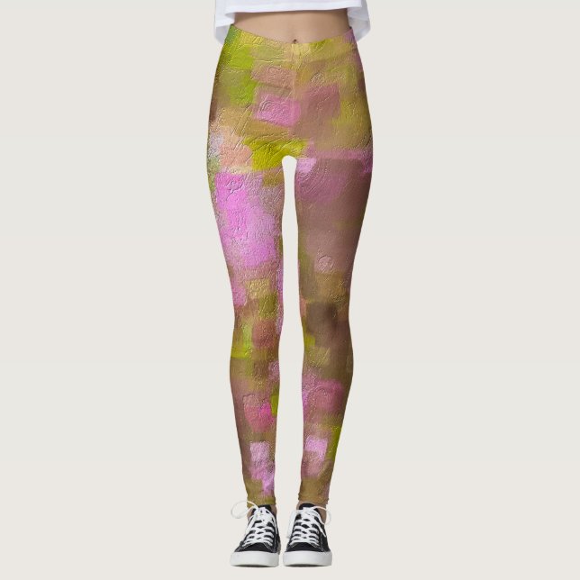 Vår Season Pinks Abstrakt Leggings (Framsida)