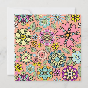 Vår Season Retro Flower Färg Sårlösa Mönster Kort