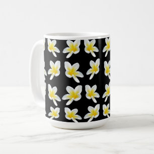 Vår Serenad: Gult Frangipanis On Black. Kaffemugg