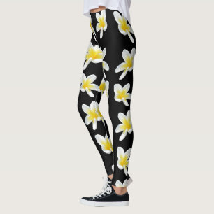 Vår Serenad: Gult Frangipanis On Black. Leggings