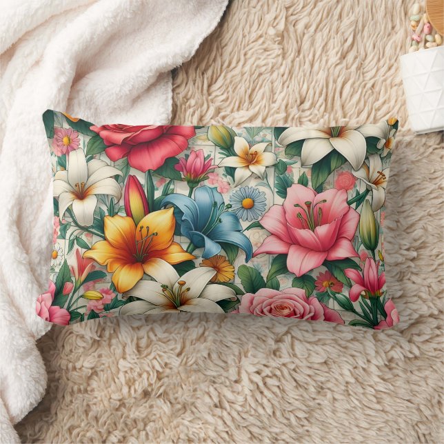 Vår serenity Flower Pillow Lumbarkudde (Filt)