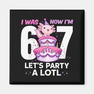 Var sex sju söt axolotl 7-årsdag 6 7 barn magnet