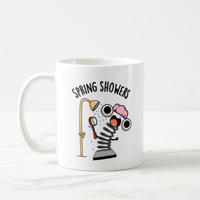 Vår Showers Funny Season Pun Kaffemugg (Vänster)
