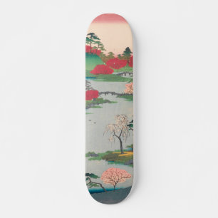 Vår Shrine Garden Vintage Ukiyo-e Japansk konst Mini Skateboard Bräda 18,5 Cm
