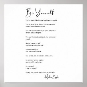 Var själv dikt poetry black white wall art dedecor poster