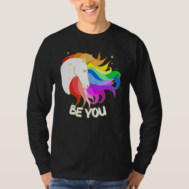 Var själv en magisk union med Rainbow Mane T Shirt (Framsida)