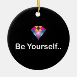 Var själv motiverande citat, färglös diamant julgransprydnad keramik