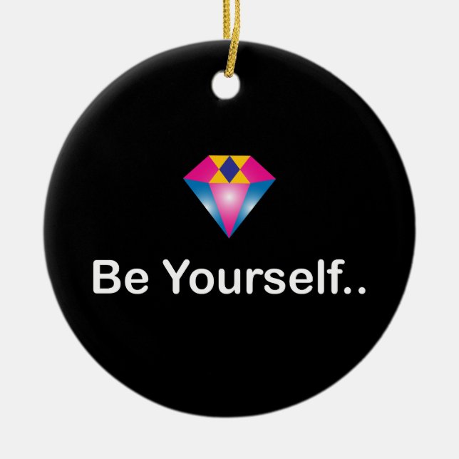 Var själv motiverande citat, färglös diamant julgransprydnad keramik (Framsidan)