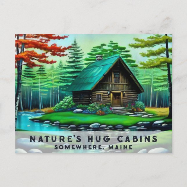 *~* Vår Skogen Cabin Colorful Fantasy Art AP49 Vykort (Framsida)