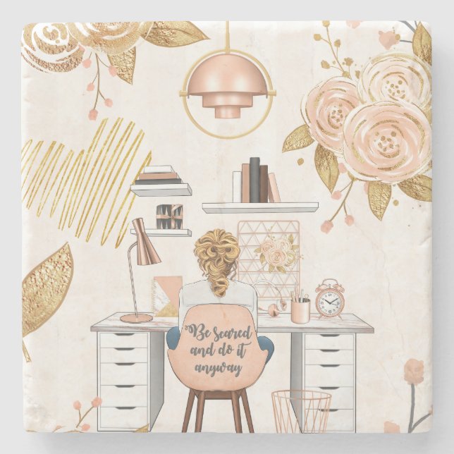 Var Skrämt och gör det ändå Stenunderlägg (Framsidan)