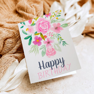 Vår-skript för blommigt av pastel-färgfödelsedatum kort