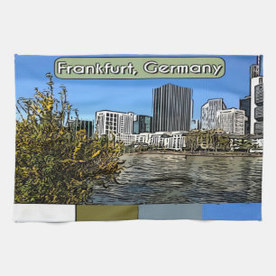 Vår Skyline of Frankfurt, Tyskland Kökshandduk