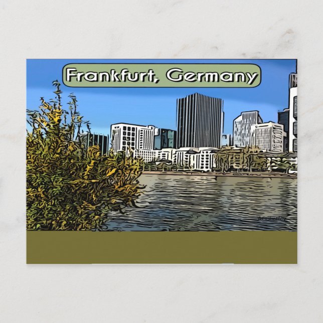Vår Skyline of Frankfurt, Tyskland Vykort (Framsida)