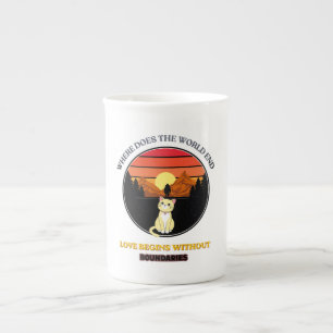 Var slutar världen   Söt retro katt solnedgång T Benporslin Mugg