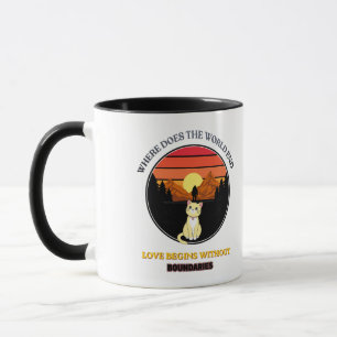 Var slutar världen   Söt retro katt solnedgång T Mugg