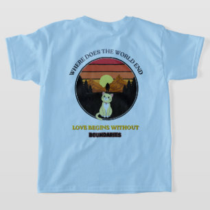 Var slutar världen Söt retro katt solnedgång T Shirt