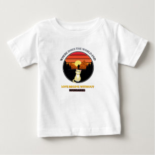 Var slutar världen Söt Retro Solnedgångs Katt T Shirt