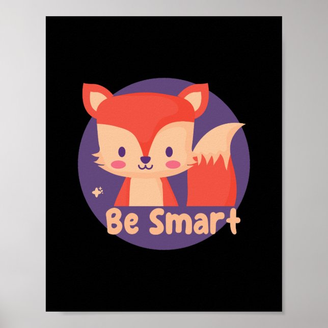 Var smart Kawaii Lnuny Cute Baby Fox Red Färg Poster (Framsidan)
