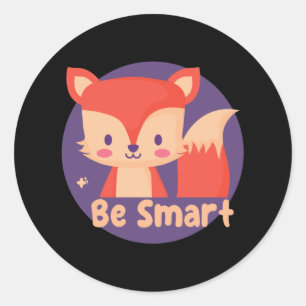 Var smart Kawaii Lnuny Cute Baby Fox Red Färg Runt Klistermärke