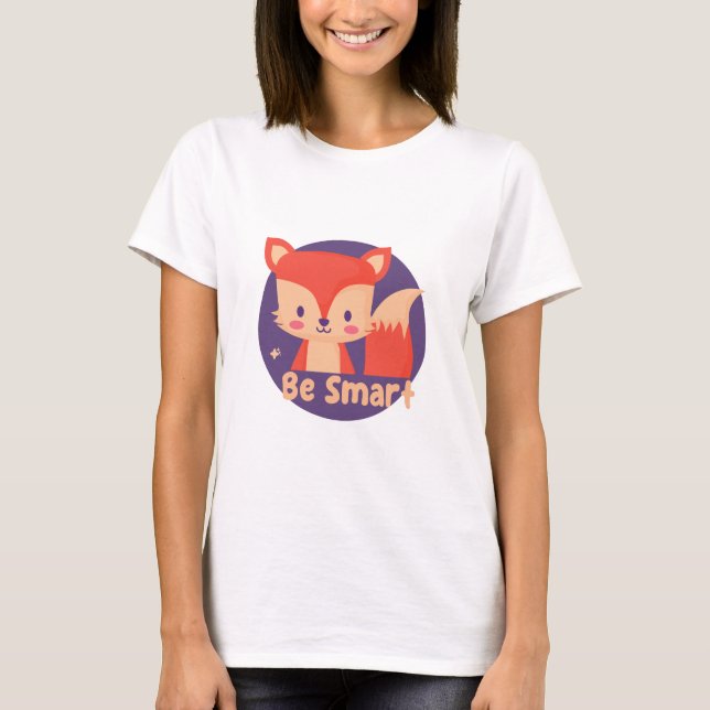 Var smart Kawaii Lnuny Cute Baby Fox Red Färg T Shirt (Framsida)