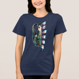Var Snäll Anime Tjej Delad Porträtt Smaragdgrön T Shirt