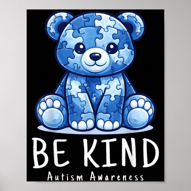 Var snäll Autism Acceptans Bär Blå för Son Pussel Poster (Framsidan)