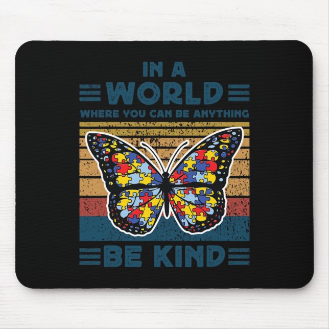 Var snäll Autism Awareness Puzzle Butterfly Välj K Musmatta (Framsidan)