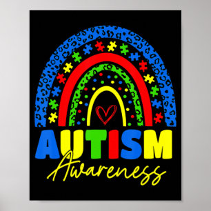 Var snäll Autism Awareness Shirt Rainbow Leopard W Poster