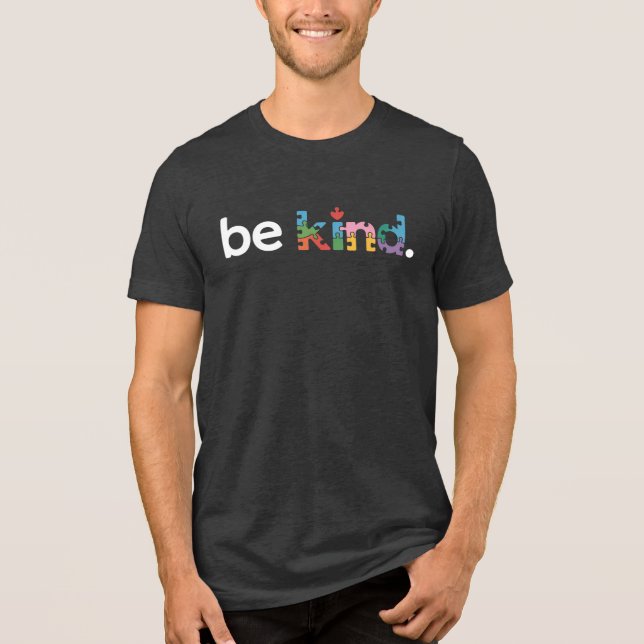Var snäll Autism Medvetenhet Pussel Design T Shirt (Framsida)