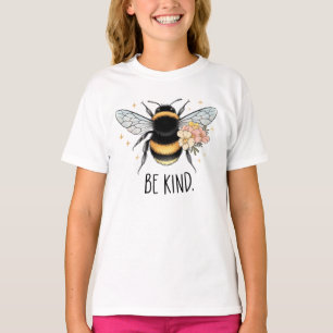 Var snäll Blommig Söt Bihjärtande Design T Shirt