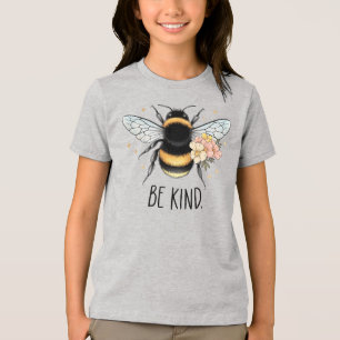 Var snäll Blommig Söt Bihjärtande Design T Shirt