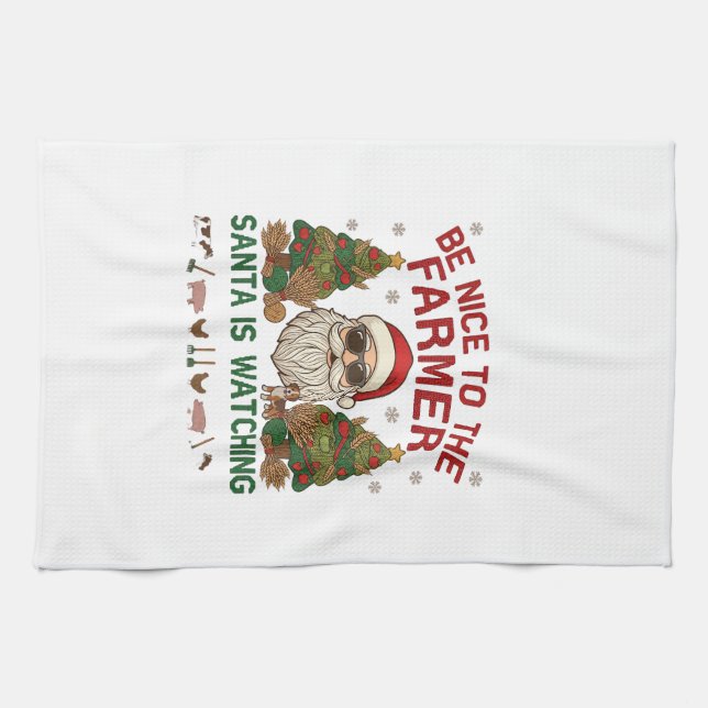 Var Snäll Bonde Tomte Jul Gårdsdjur Kökshandduk (Horisontell)