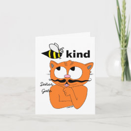 Var snäll Cartoon Mustasch Katt Blank Insida Kort